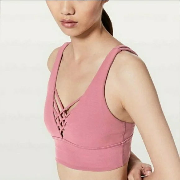 🌸Lululemon Strappy LongLine V-Neck Plunge Bra •Moss Rose🌸NWOT - Picture 9 of 11
